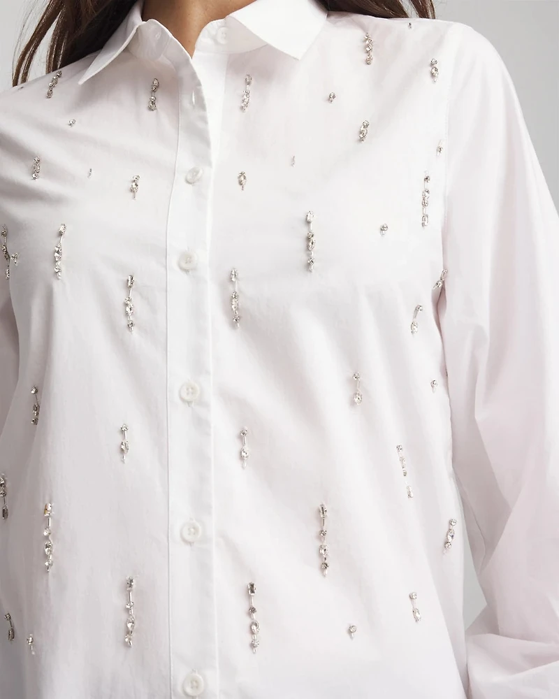 Jeweled Poplin Shirt