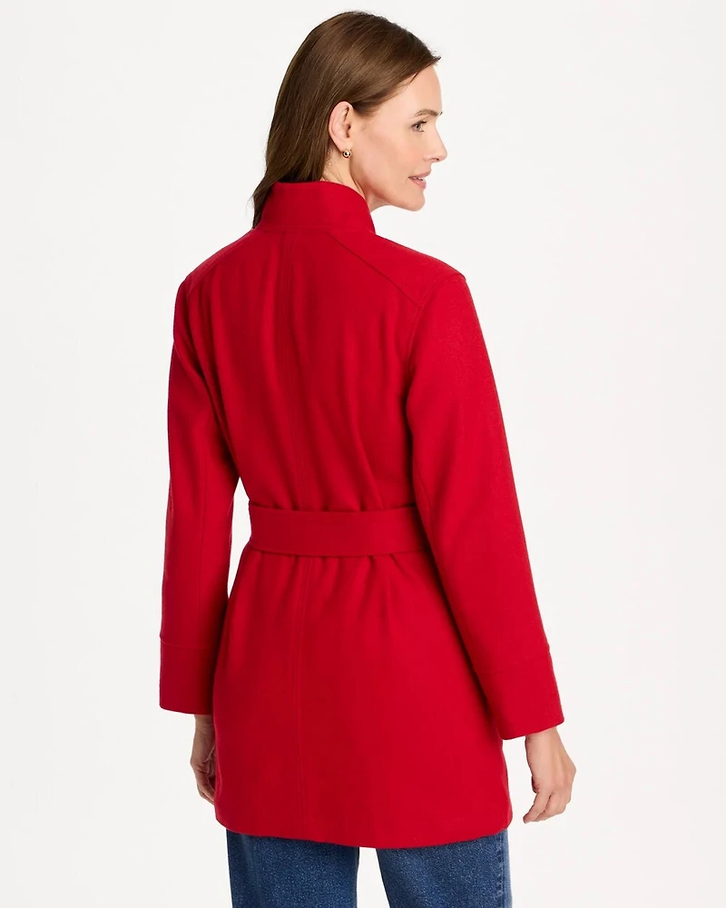 Melton Long-Sleeve Belted Jacket