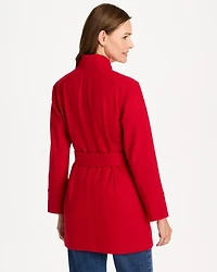 Melton Long-Sleeve Belted Jacket