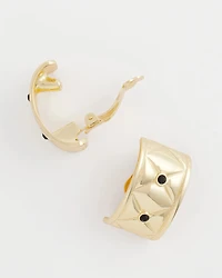 Black & Gold Quilted  Clip on Earrings