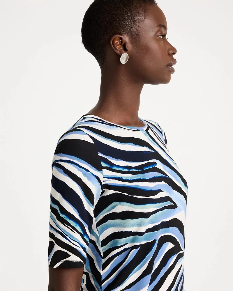 Touch of Cool™ Zebra Animal Print Elbow Sleeve Tee