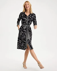 Ponte Printed Shirtdress