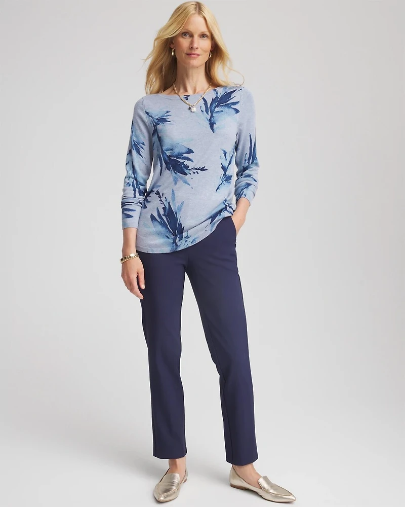 Ella Painterly Ribbed-Bateau Pullover Sweater