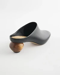 Wood Heel Leather Mule