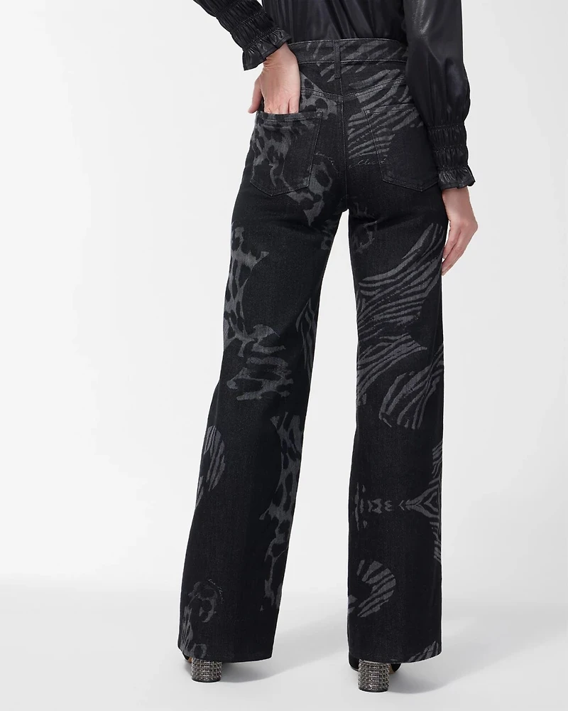 High Rise Animal Wide Leg Jeans