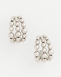 Silver Beaded Mini Hoop Earrings