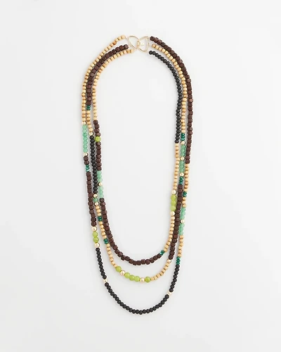 Layered Colorblock Wood Bead Necklace
