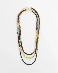 Layered Colorblock Wood Bead Necklace