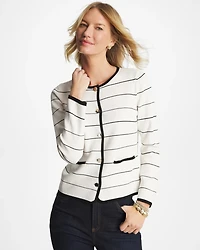 Contrast Tipped Sweater Blazer