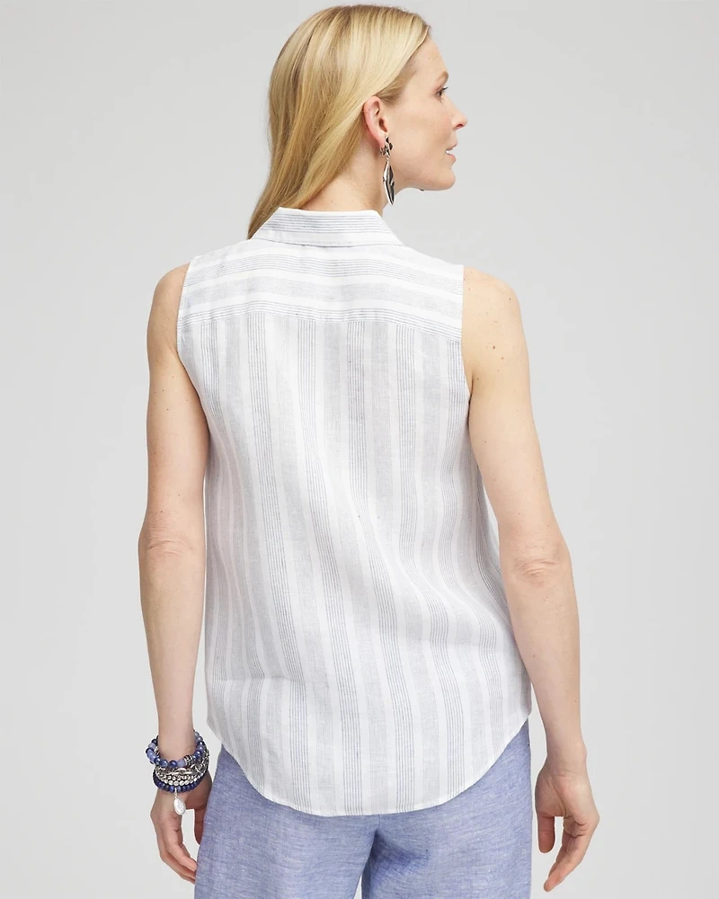 No Iron™ Linen Tie-Front Sleeveless Shirt