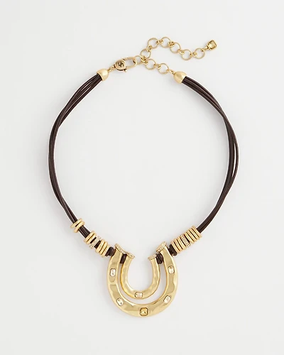 Equestrian Golden Horseshoe Pendant Necklace
