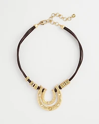 Equestrian Golden Horseshoe Pendant Necklace