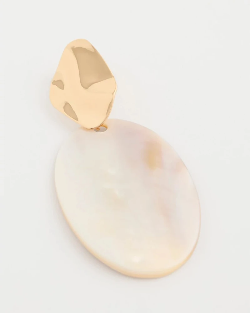 Shell Oval Drop Earrings