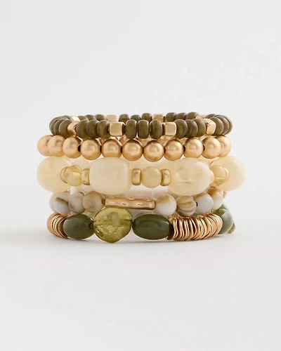 Green Stretch Bangle Set of Five