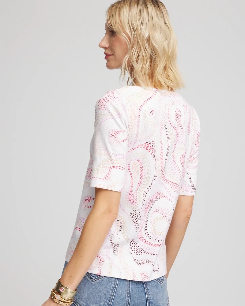 Printed Pima Cotton Bateau-Neck Tee