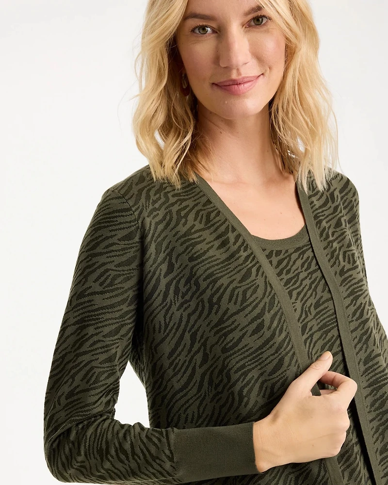 Ella Jacquard Long-Sleeve Cardigan
