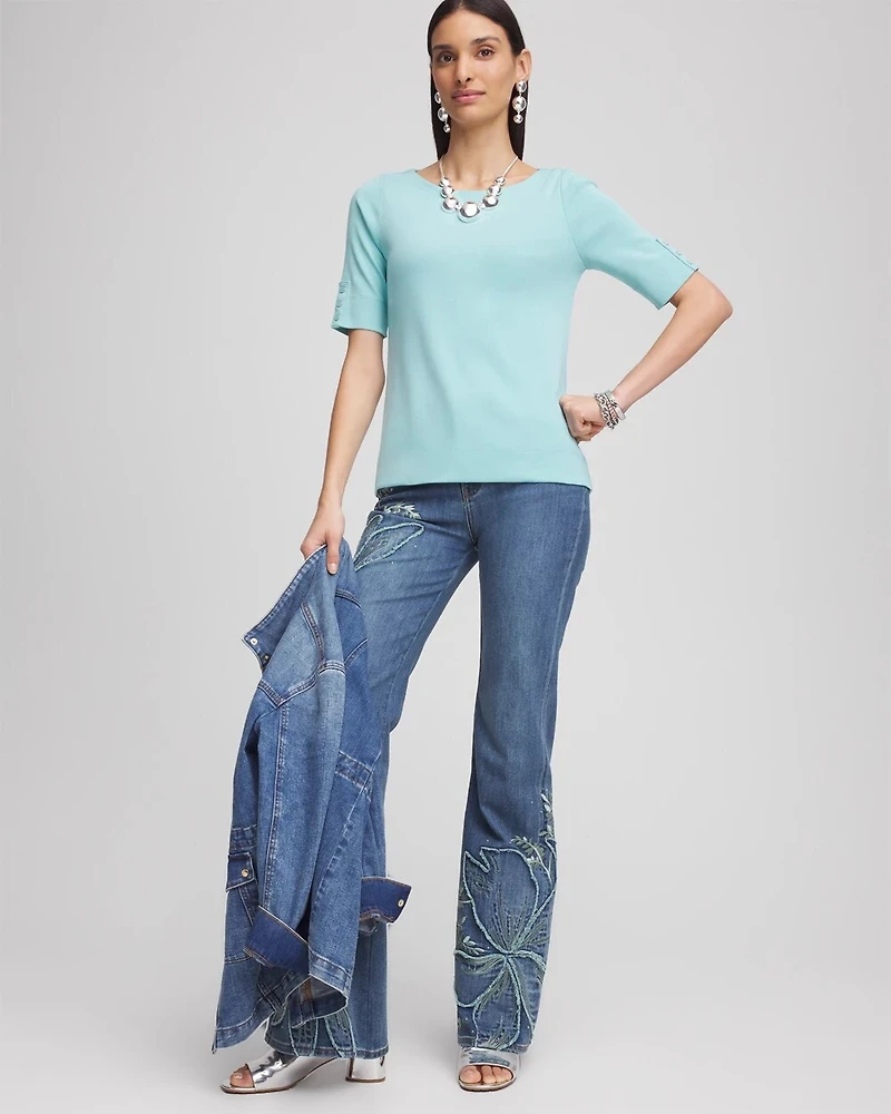 Pima Cotton Bateau-Neck Tee