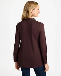 Ponte Knit Faux Leather-Trim Tunic