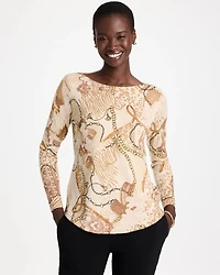 Ella Bateau Neutral Print Pullover Sweater