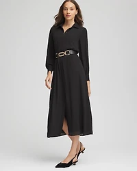 Sequined Long-Sleeved Maxi Shirtdress