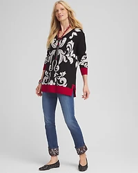 Floral V-Neck Sweater Tunic