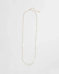 White Beaded Single Strand Necklace
