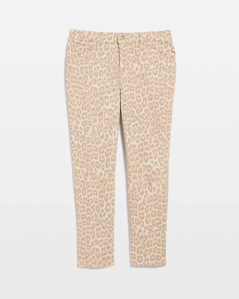 Animal Print Girlfriend Slim Cropped Jeans