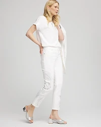 Girlfriend Embellished Cropped Jeans