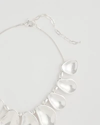 Shiny Silvertone Bib Necklace