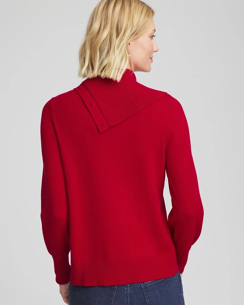Button Envelope Neck Sweater
