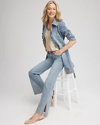 Petite Tailored Whipstitch Denim Trench Coat