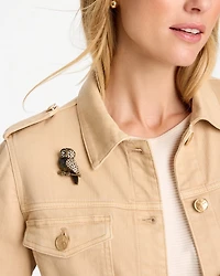 Faux Diamond Owl Brooch