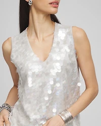 Iridescent V-Neck Sleeveless Tank Top