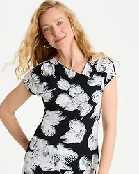 Travelers™ Knit Abstract Floral Asymmetrical Top