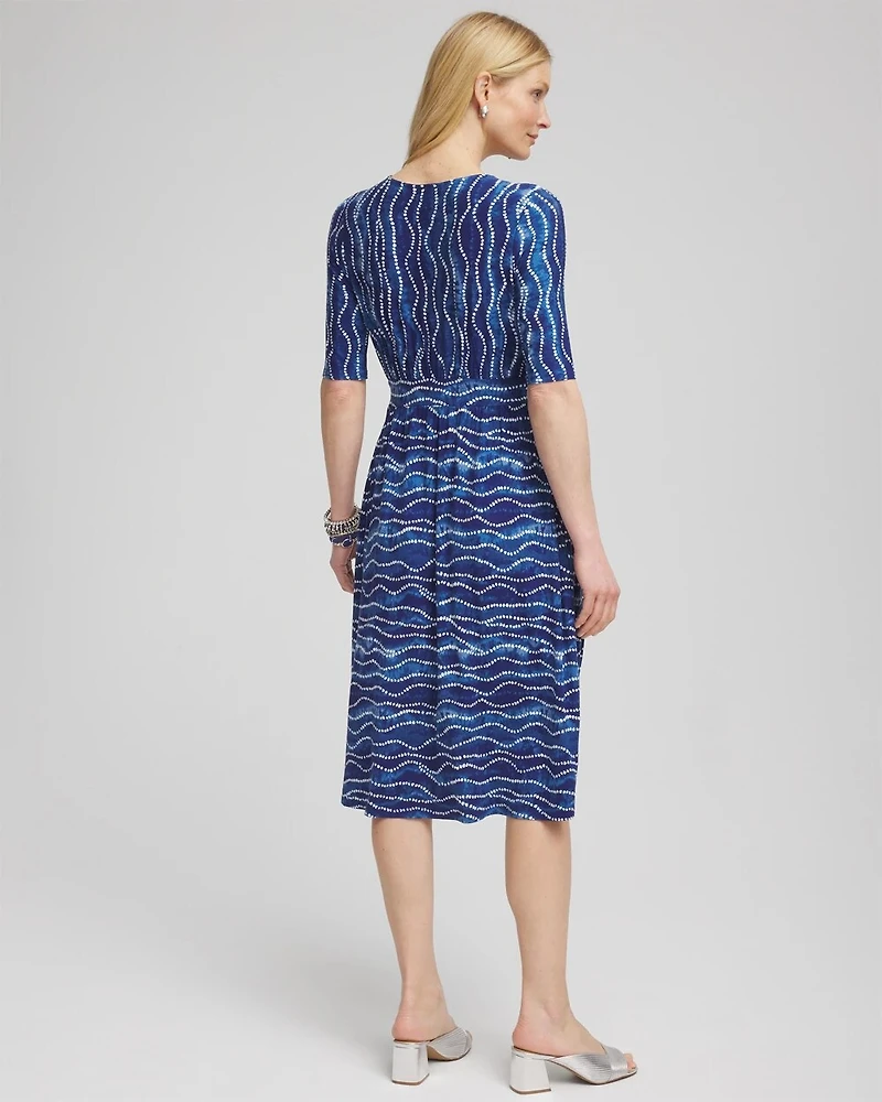 Ocean Print Surplice Neckline Dress