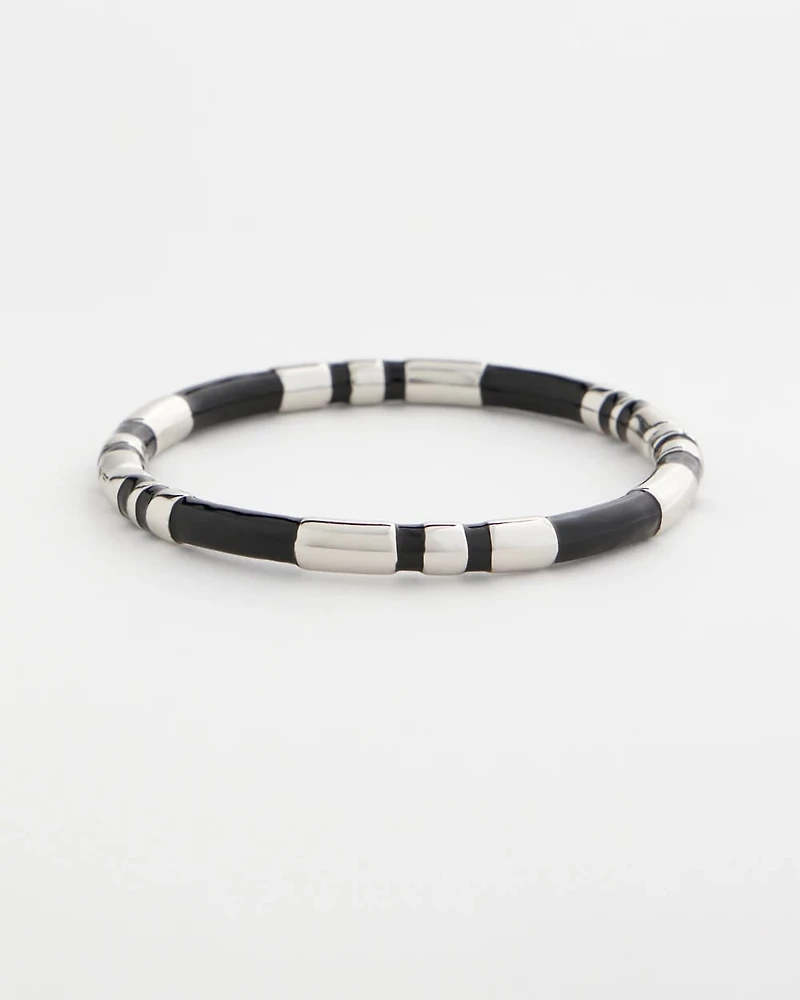 Black Enamel Hinge Bangle