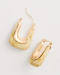 Neutral Goldtone Square Hoop Earrings