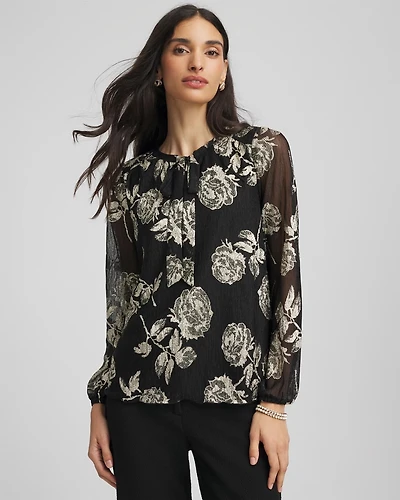 Floral Metallic Bodre Top