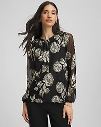 Floral Metallic Bodre Top
