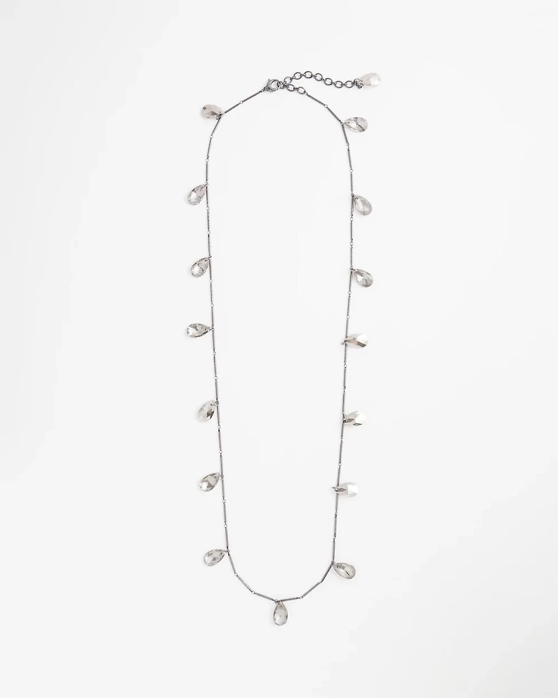 Hematite Teardrop Long Necklace