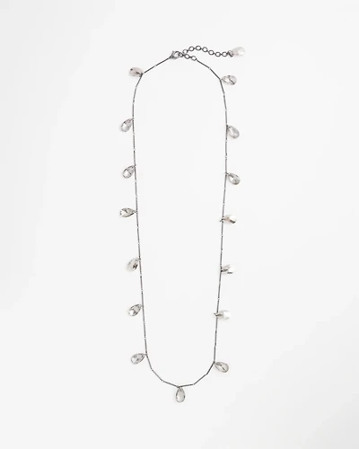 Hematite Teardrop Long Necklace