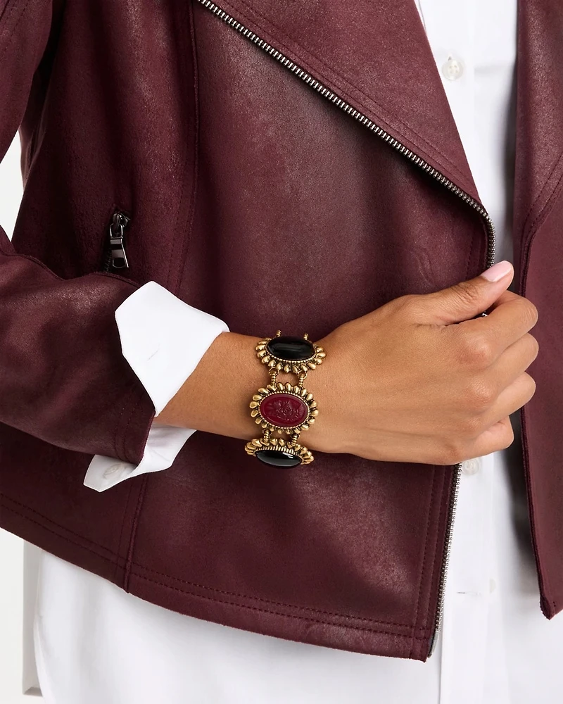 Black Red Cab Toggle Bracelet