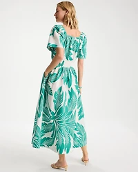 Poplin Cotton Off-Shoulder Printed Dress