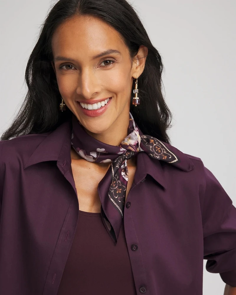 Frosty Floral Square Neckerchief Scarf