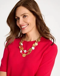 Pearl Hammered Short Necklace