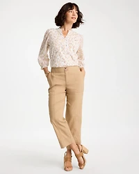 Animal Print Ruffled V-Neck Top