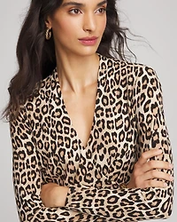 Animal Print Surplice Neck Top