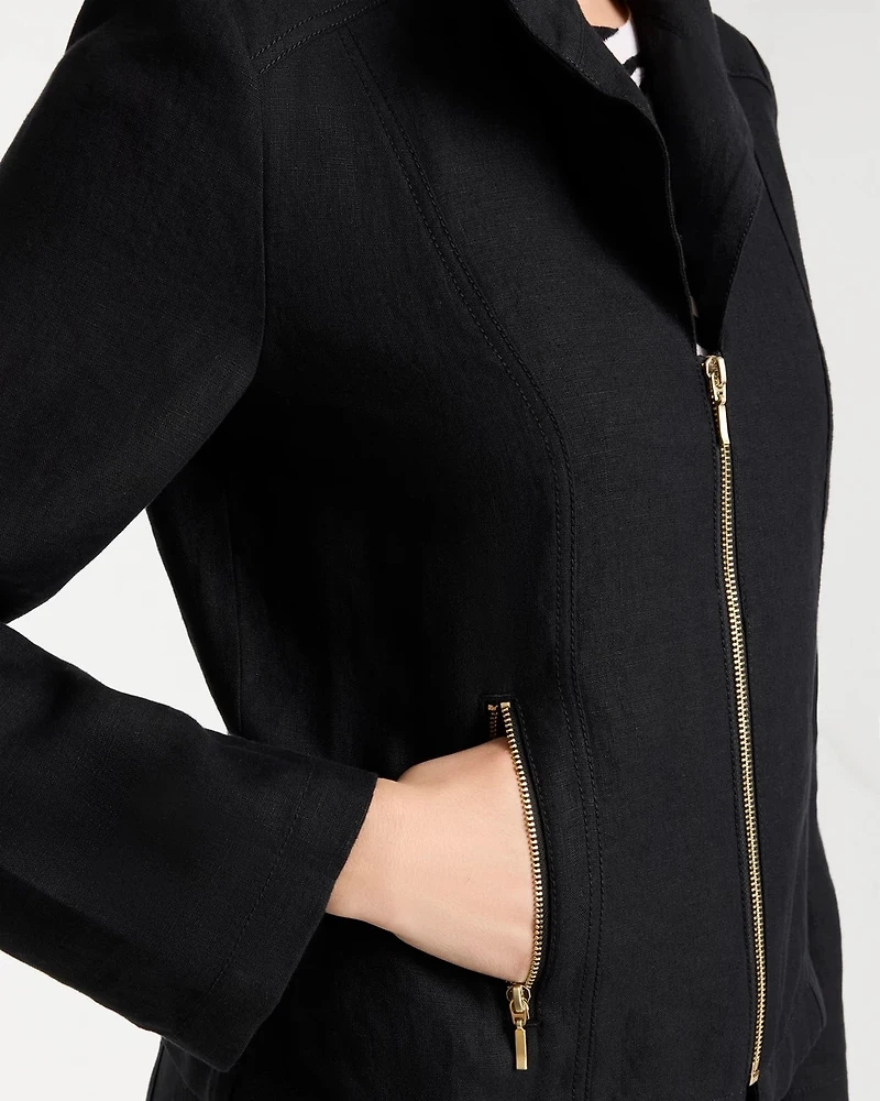 Linen Moto Jacket