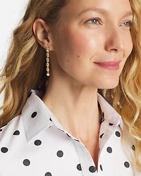 Gold Linear Beaded Earrings