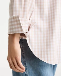 No Iron Stretch Neutral Gingham Shirt